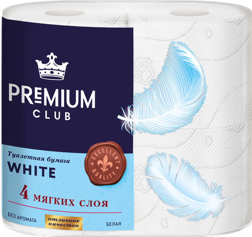 

Бумага туалетная Premium Club белая 4 слоя 4 шт.