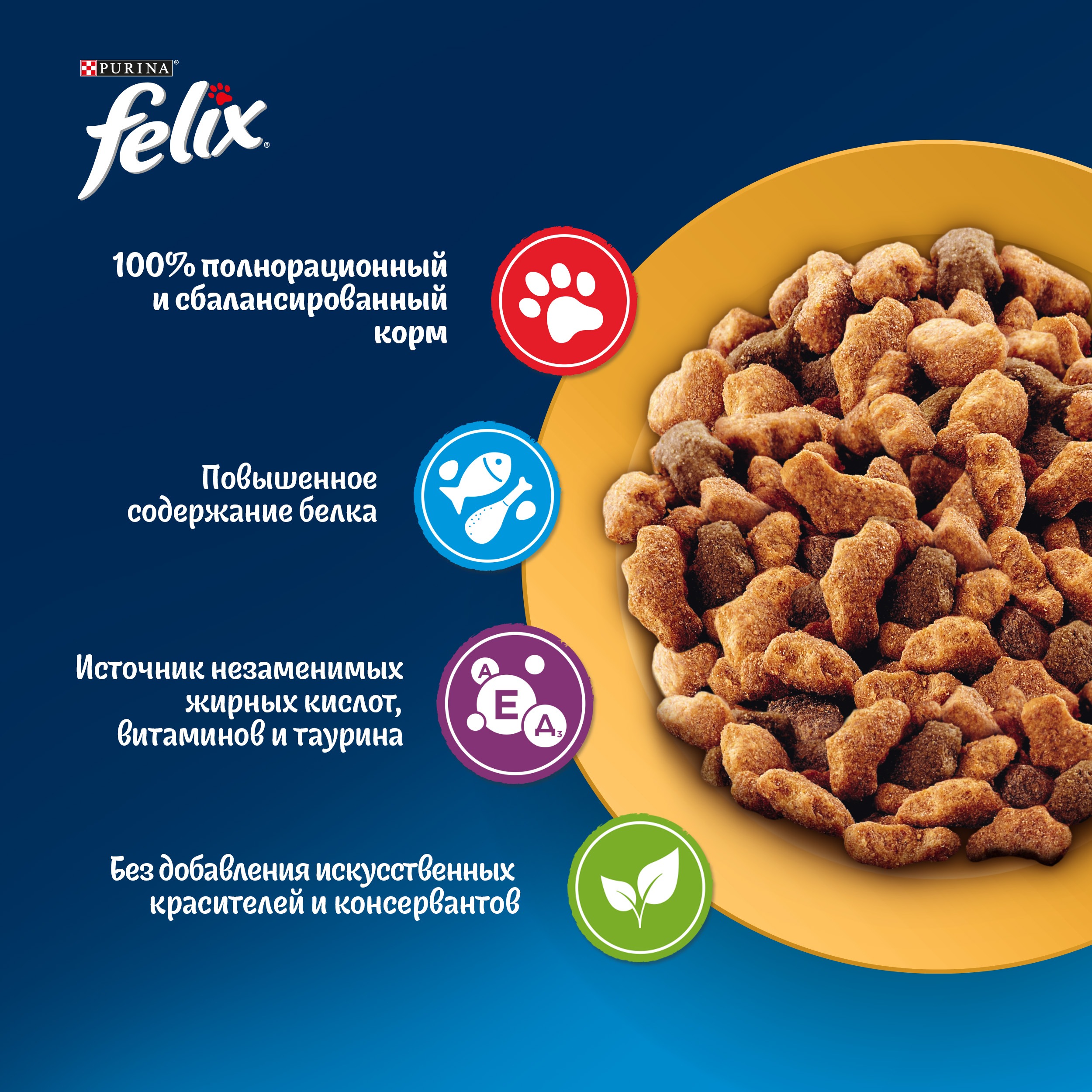 

Сухой корм Felix Мясное объедение для взрослых кошек с курицей 600 г