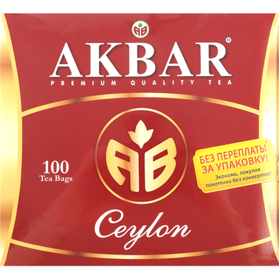 Чай "АКБАР"(100х2,с/я,черн,цейлон)РФ200г