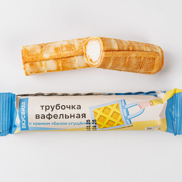 Трубочка вафельная ВкусВилл с кремом Белая сгущёнка 35 г