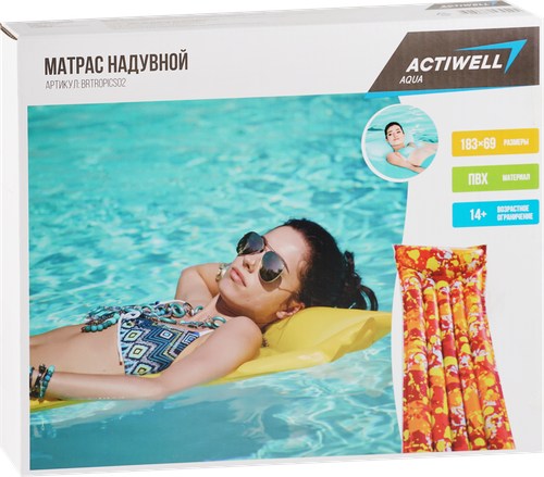 

Матрас для плавания надувной ACTIWELL 183x69см, Арт. BrTropics02