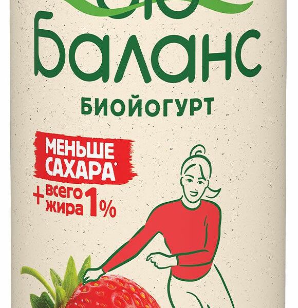 Биойогурт питьевой Bio Баланс Клубника 1% 270 г