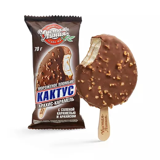 

Мороженое Чистая Линия эскимо Кактус арахис-карамель в шоколадной глазури 70 г