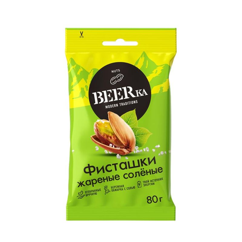 

Фисташки BEERka жареные соленые 80 г