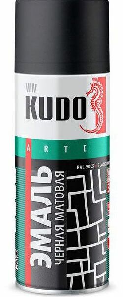 Эмаль универсальная алкидная Kudo Arte черная матовая 520 мл