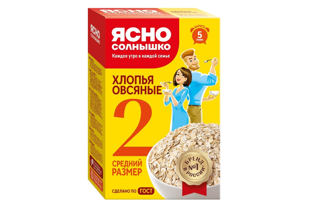 

Хлопья овсяные Ясно Солнышко средний размер №2 500 г