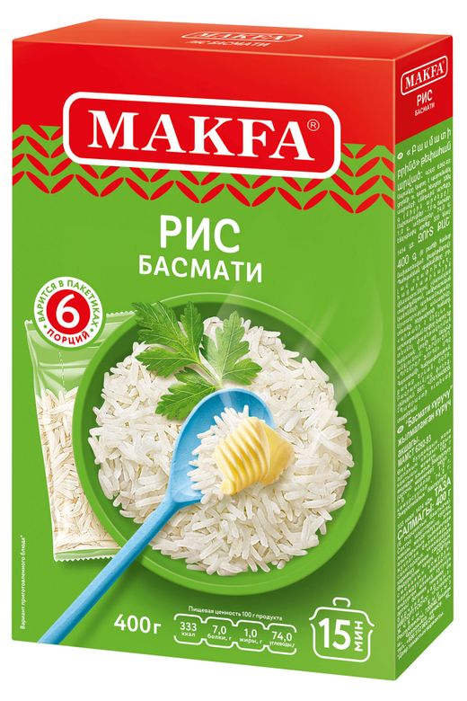 

Рис Makfa Басмати шлифованный 6 пак, 400 г