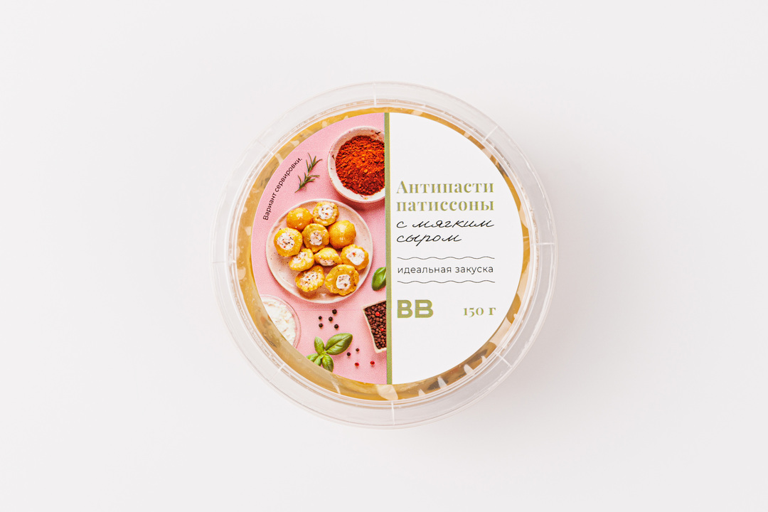 

Антипасти ВкусВилл патиссоны с мягким сыром 150 г