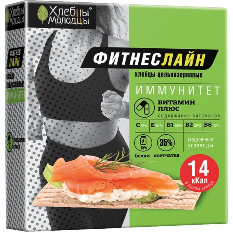 

Хлебцы цельнозерновые Хлебцы Молодцы Фитнес линия Витамин плюс 100 г