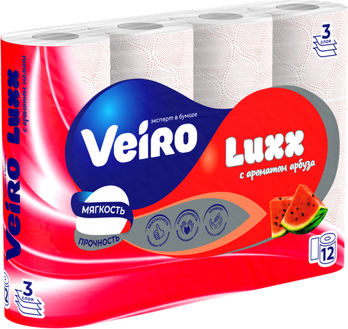 

Бумага туалетная Veiro Luxx Арбуз 3 слоя 12 шт.