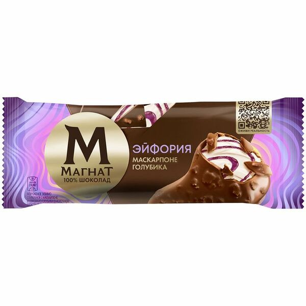 Мороженое Магнат Эйфория маскарпоне, голубика 70 г
