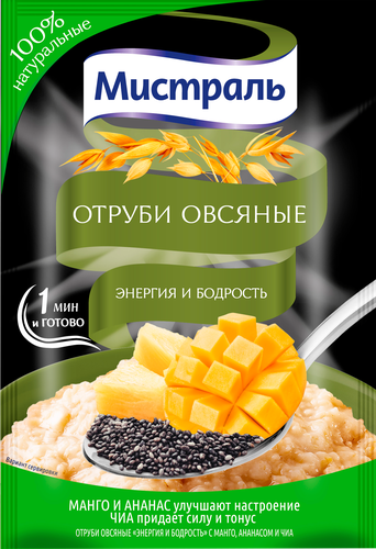 

Отруби Мистраль овсяные Энергия и бодрость Манго-Ананас-Чиа 30 г