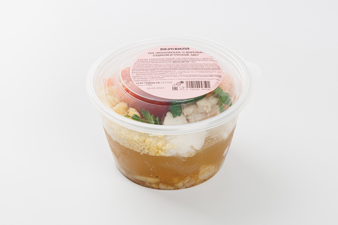 

Уха ВкусВилл Московская с форелью, судаком и треской 580 г