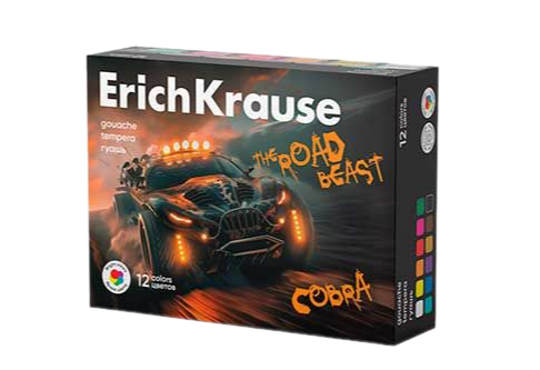 

Гуашь ErichKrause Road Beast 12 цветов по 20 мл (в коробке 12 шт)