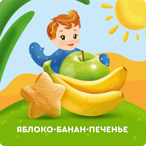 

Детское фруктовое пюре Агуша Яблоко-Банан-Печенье в мягкой упаковке, с 6 месяцев 90 г