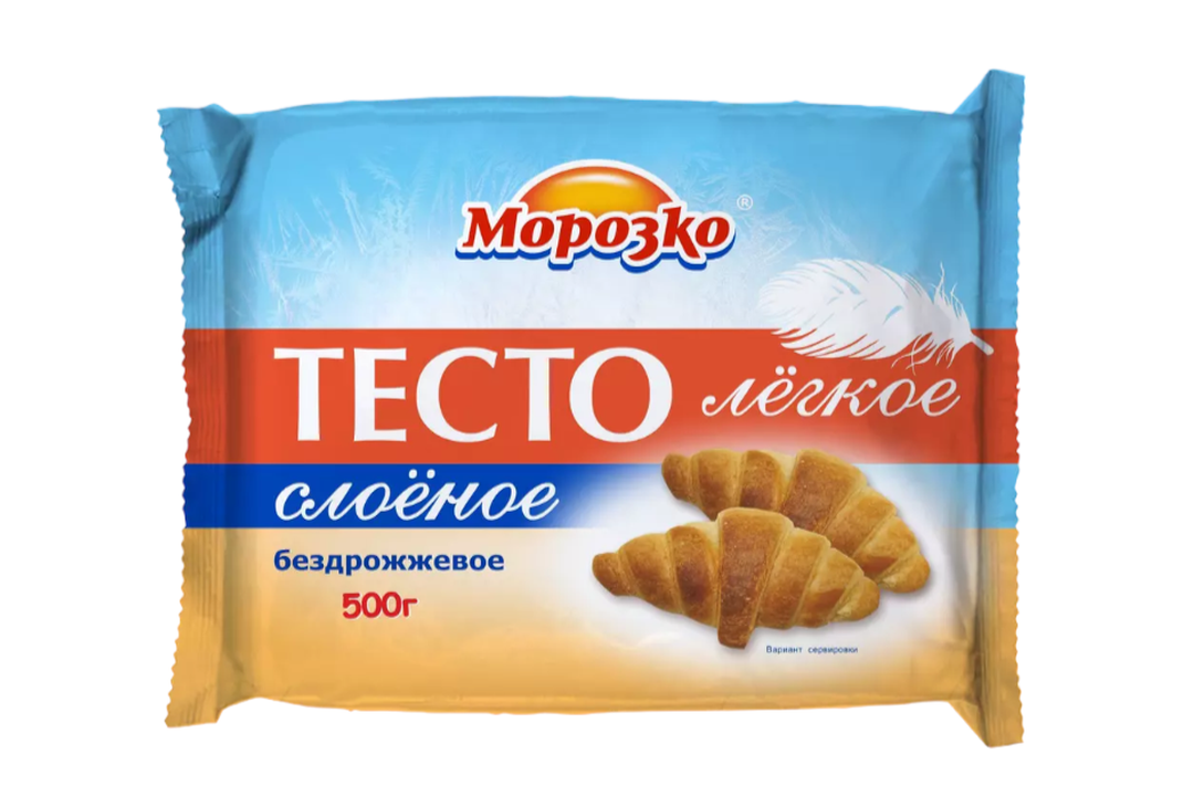 

Тесто слоеное Морозко Легкое бездрожжевое замороженное 500 г