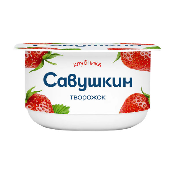 Паста творожная Савушкин десертная Клубника 3.5% 120 г
