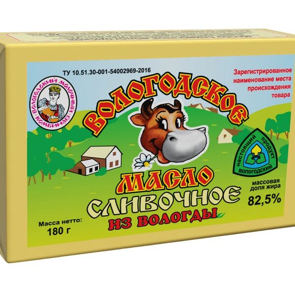 Масло сливочное Вологжанка Вологодское 82.5% 180 г