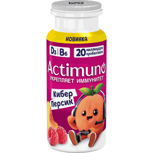 

Напиток кисломолочный Actimuno Кибер персик и малина 1.5% 95 г