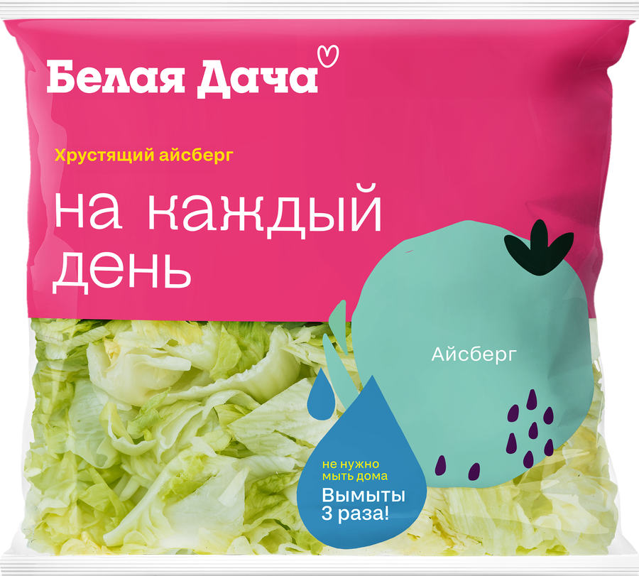 

Салат свежий Белая дача Хрустящий айсберг, резаный 150 г