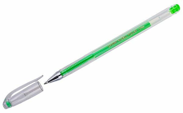 Ручка гелевая Crown Hi-Jell Metallic зеленая, 0,7 мм