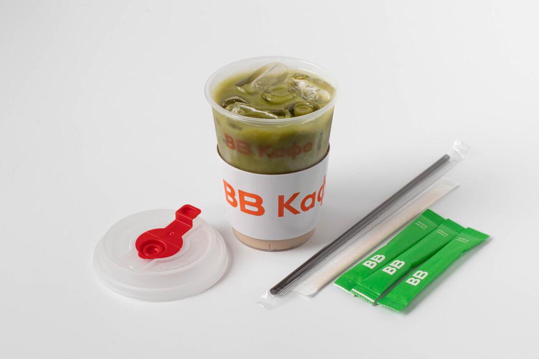 

Айс латте матча ВкусВилл на фундучном напитке кафе 0.3 л