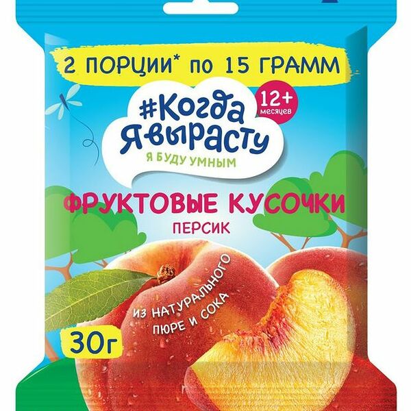 Фруктовые кусочки Когда я вырасту персик, яблоко 30 г