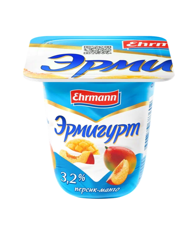 

Йогурт Эрмигурт Молочный 3.2% с персиком и манго 100 г 1 шт.
