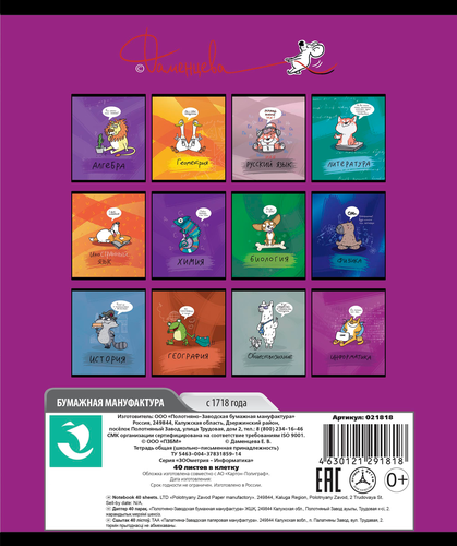 

Тетрадь общая ПЗБМ Зоометрия Информатика 40 листов А5