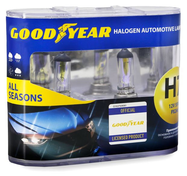 

Лампа автомобильная Goodyear All Seasons галогеновая Н7 12V 55W PX26D, 2 шт.