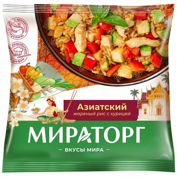 Смесь овощная замороженная Мираторг Рис жареный с курицей Азиатский 400 г