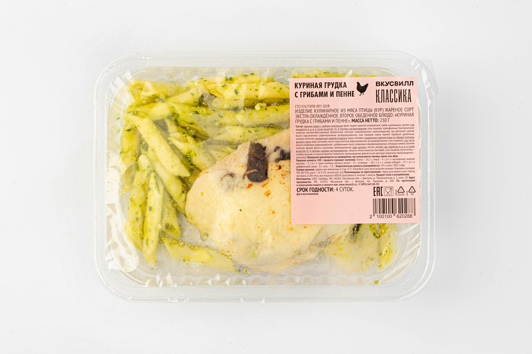 

Куриная грудка ВкусВилл с грибами и пенне 230 г