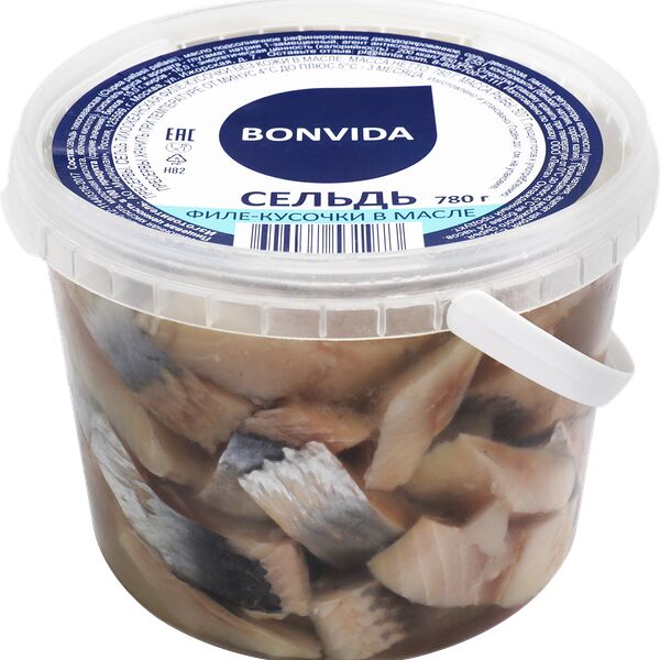 Сельдь Bonvida филе-кусочки в масле 780 г