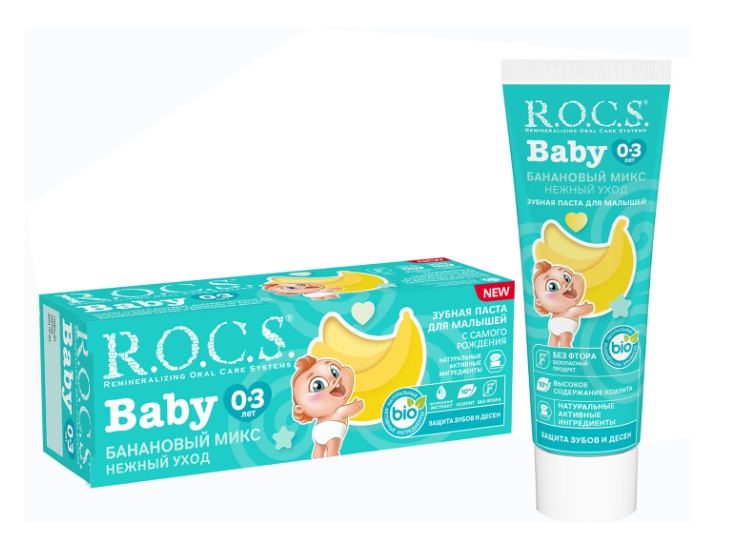 

Зубная паста R.O.C.S. Baby Нежный уход Банановый микс 45 г