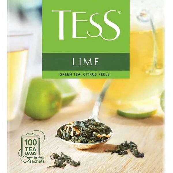 Чай зеленый Tess Lime цедра цитрусовых 100 пакетиков 150 г