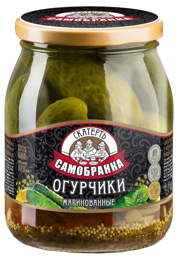 

Огурчики маринованные Скатерть-Самобранка хрустящие 680 г