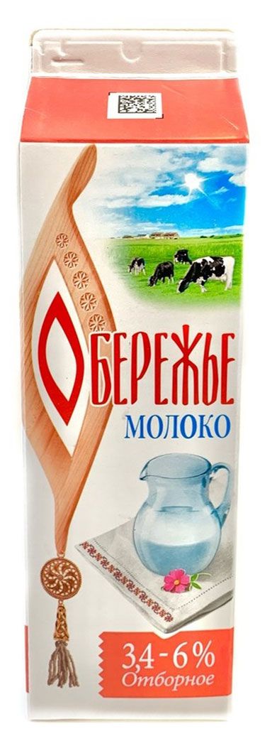

Молоко Обережье отборное пастеризованное 3,4% - 6%, 1 л