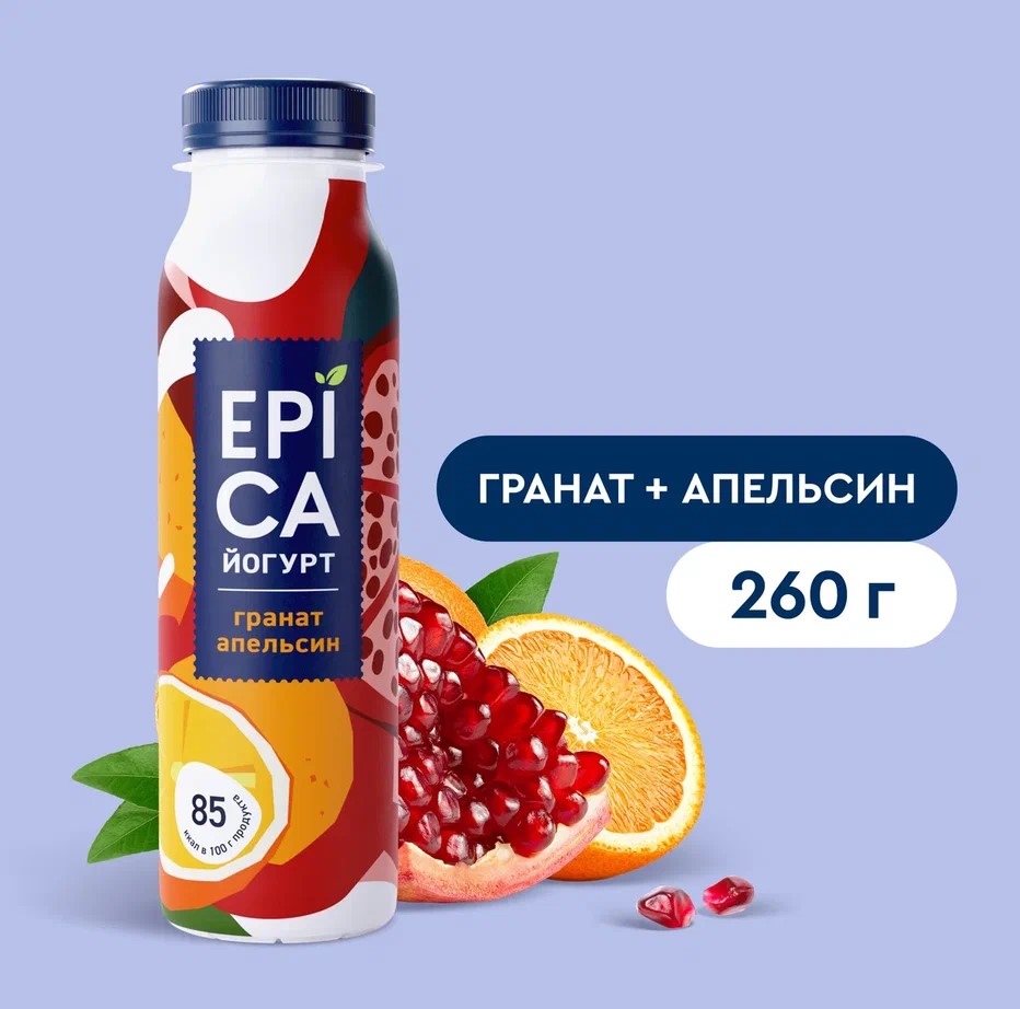 

Йогурт питьевой Epica гранат-апельсин 2.5% 260 г