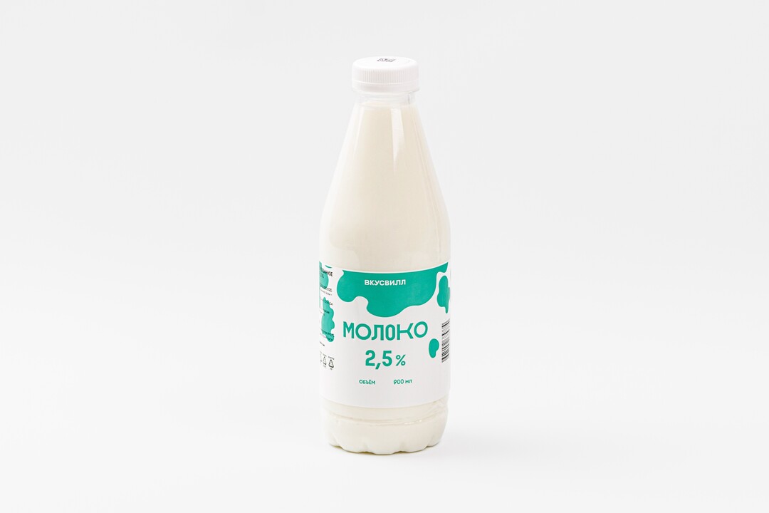 

Молоко ВкусВилл 2.5% пастеризованное 900 мл дизайн бутылки в ассортименте
