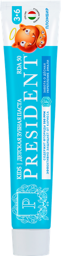 

Зубная паста детская President пломбир с 3 до 6 лет 70 г