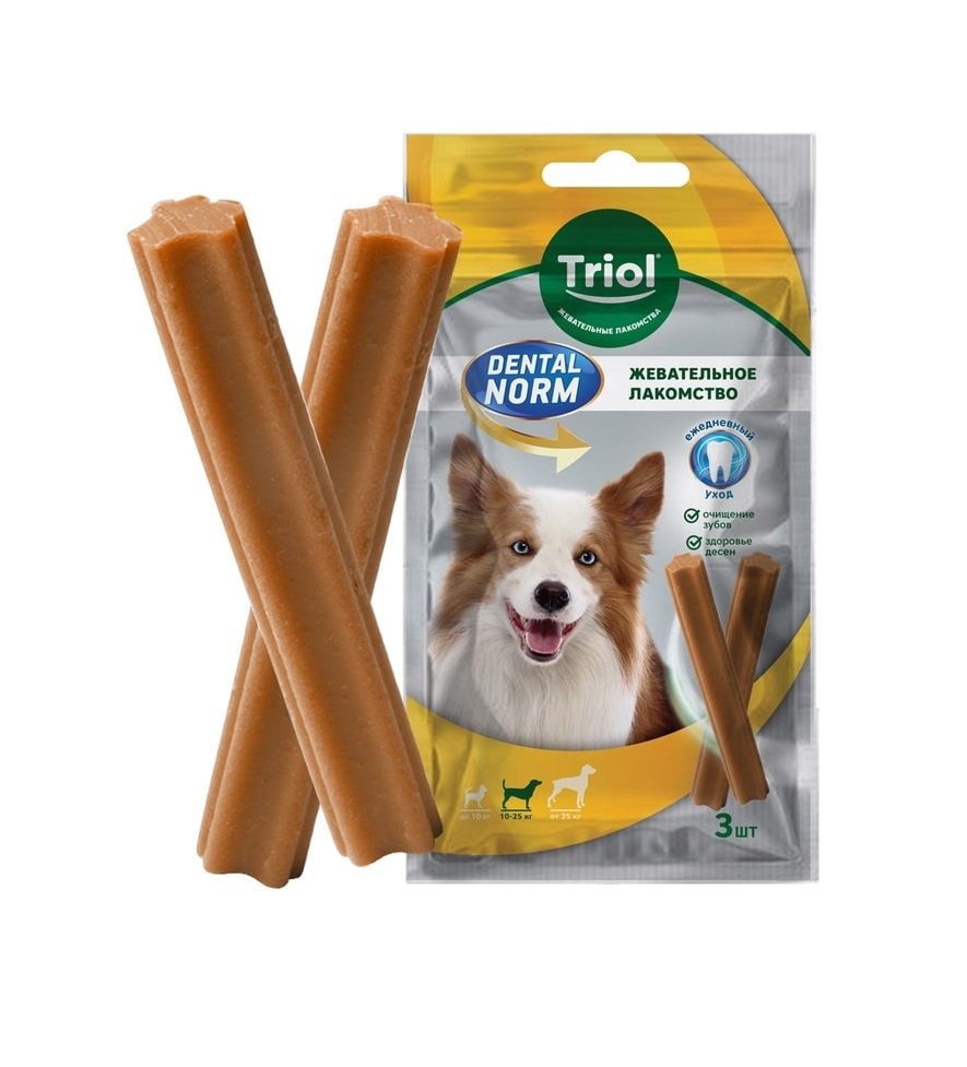 

Лакомство для собак средних пород Тriol Dental Norm палочки жевательные 3 шт x 75 г