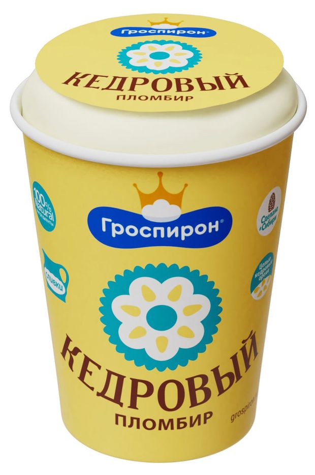 

Мороженое Гроспирон Кедровый пломбир с кедровым орехом стаканчик 70 г
