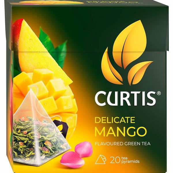Чай зеленый Curtis Delicate Mango в пирамидках, 20х1.8 г