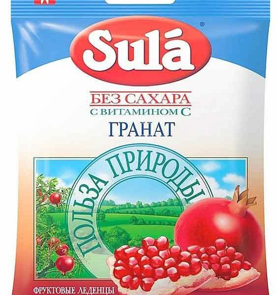 Леденцы Sula гранат без сахара 60 г
