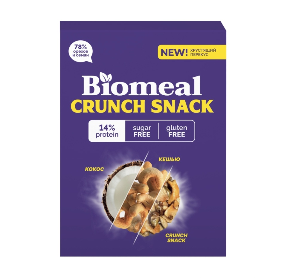 

Снек-кранч Biomeal кокос-кешью (без сахара) 80 г