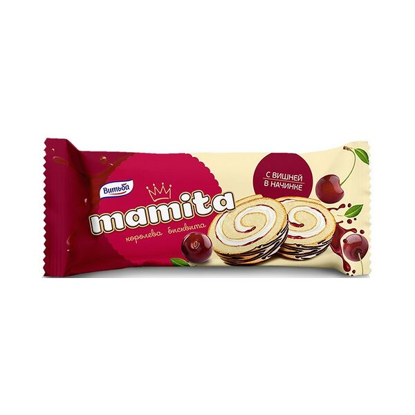 Бисквитный рулет Mamita с вишней в начинке вес 150 г. Республика Беларусь