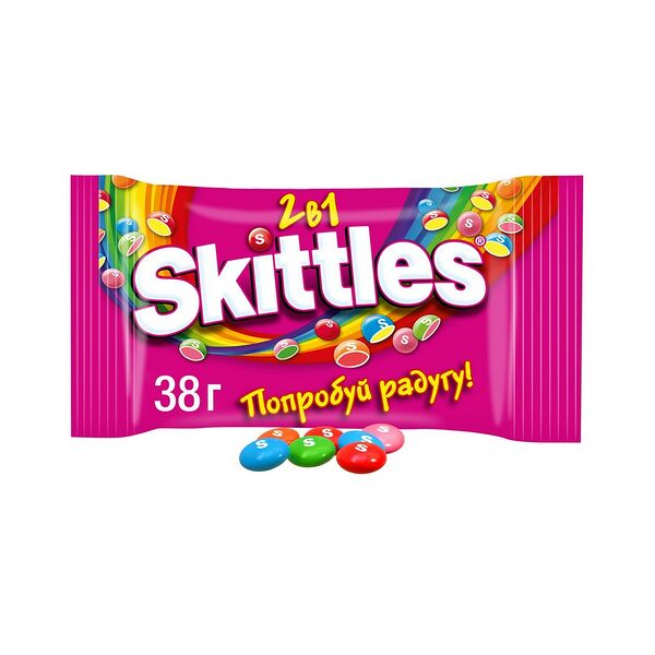 Драже Skittles 2в1 в сахар глазури 38г