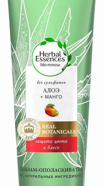 Бальзам-ополаскиватель для волос Herbal Essences алоэ и манго, защита цвета и блеск, 275 мл