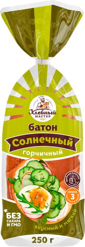 

Батон Хлебный мастер Солнечный горчичный, в нарезке 250 г