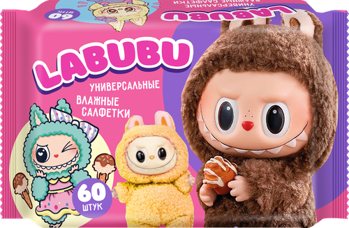 

Салфетки влажные Labubu 60 шт. дизайн упаковки в ассортименте